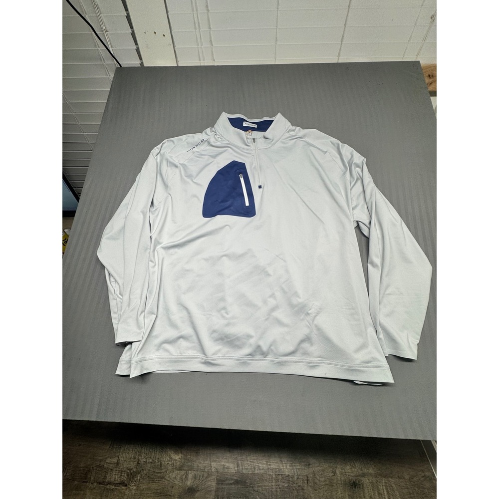 Peter Millar Crown Sport Mens Grey Quarter Zip Pullover Performance Top Size 4X